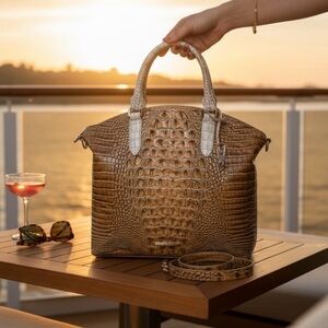 Brahmin Sample Large Duxbury Sample Croc Embossed Leather Handbag NWT